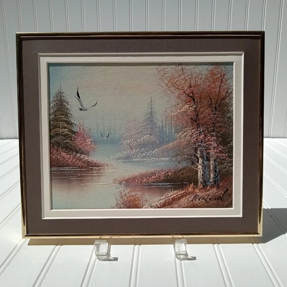 MCM Oil Paintings Mountain Art Set of 2 Signed by the Artist Textured Framed Vtg - Picture 9 of 15